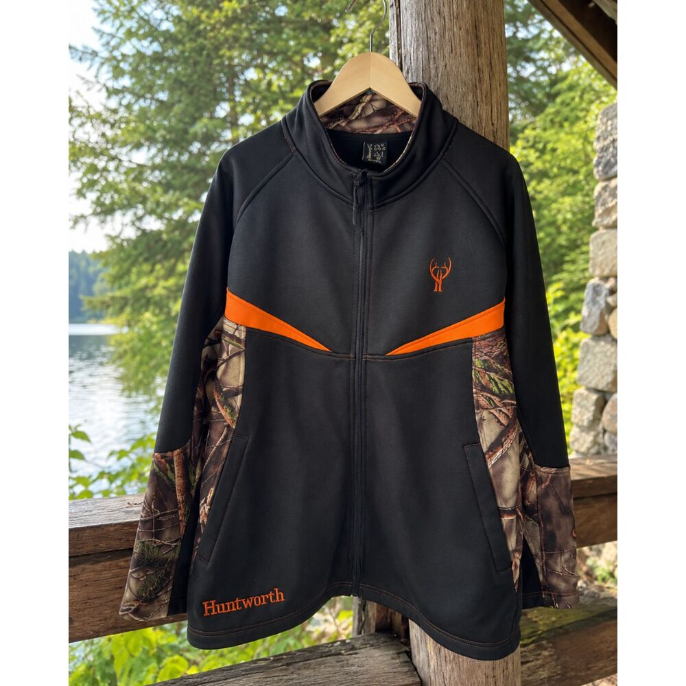 NWT Huntworth Men's Hunting Jacket Sz L Black Oak Tree EVO Camo Full Zip